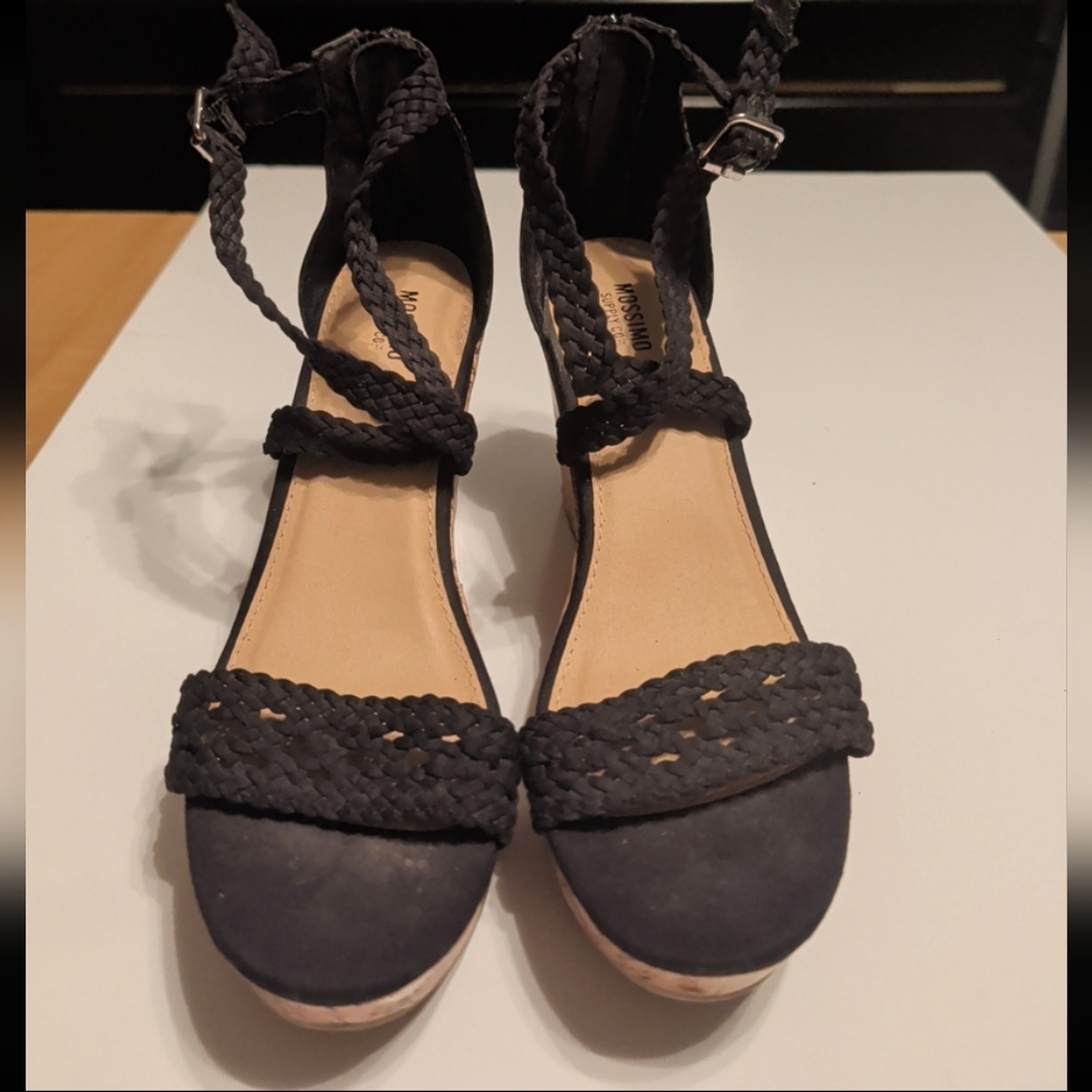 Mossimo Supply Co. Novalee Black Braided Wedge Sandals